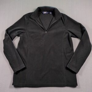 Lands End Womens Sweatshirt SZ S Black Fleece Quarter Zip‎ Pullover